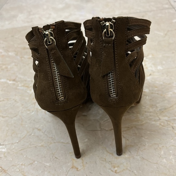 💋Sexy💋Brown Swede Zara strappy open toe booties Sz:9 - Picture 5 of 10